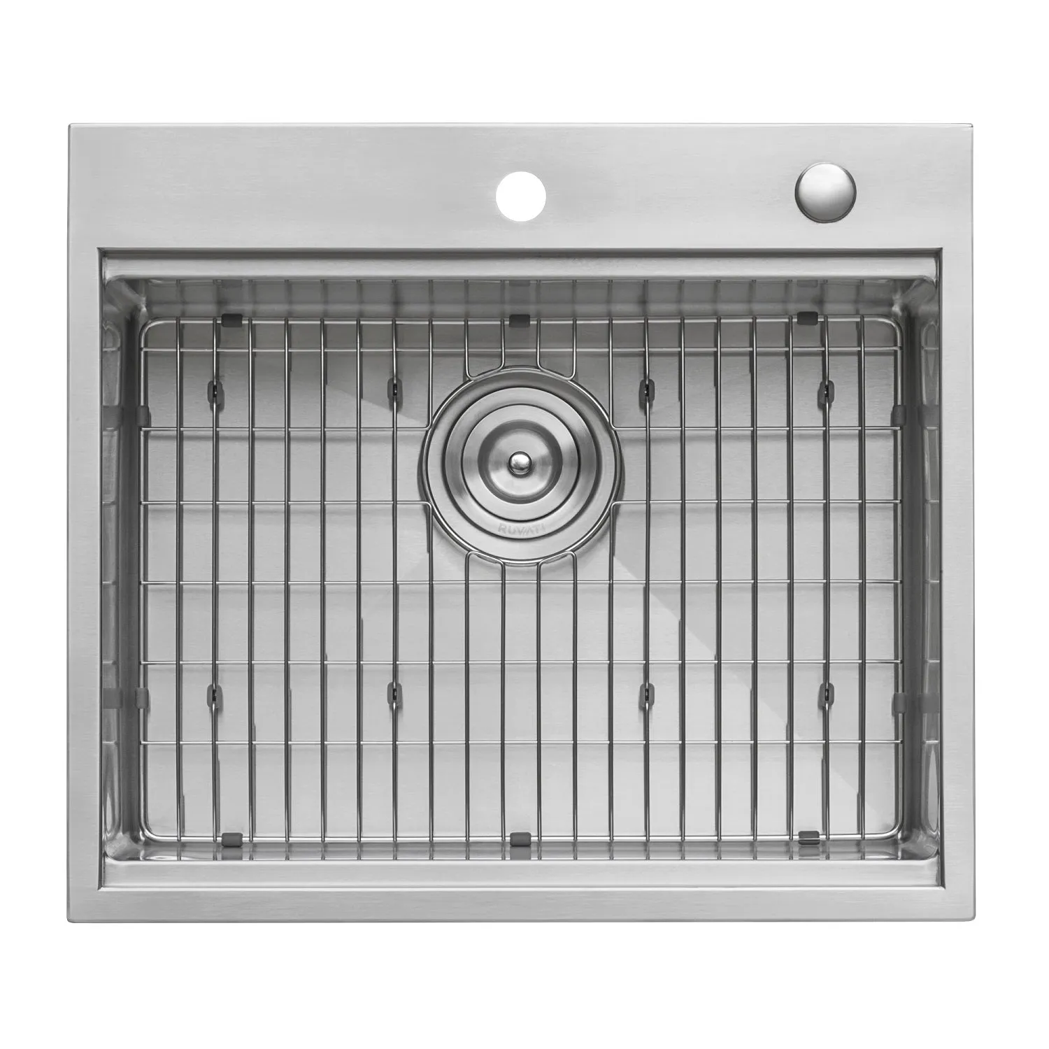 Ruvati 25 x 22 inch Workstation Drop-in Tight Radius Topmount 16 Gauge Stainless Steel Ledge Kitchen Sink Single Bowl