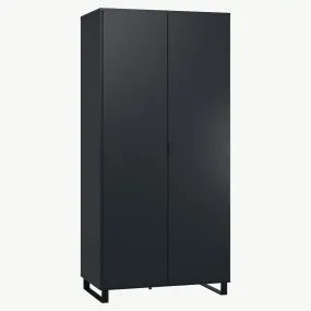 Simple Two-Door Wardrobe - Black