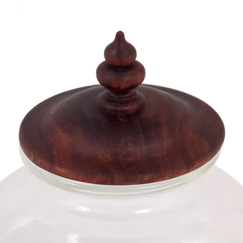 Small Decorative Glass Jar With Wooden Lid | Boro silicate Glass | Exquisite Shape