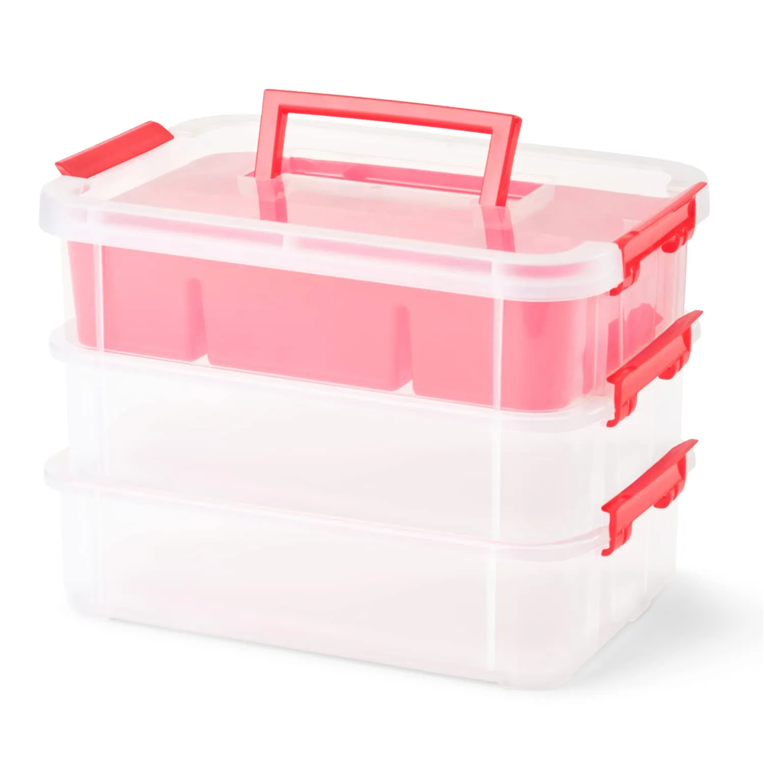 Stackable Storage Container With 2 Trays  Gray  Craft Storagecraft