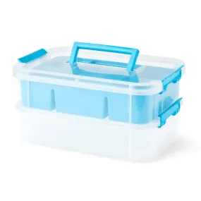 Stackable Storage Container With 2 Trays  Gray  Craft Storagecraft