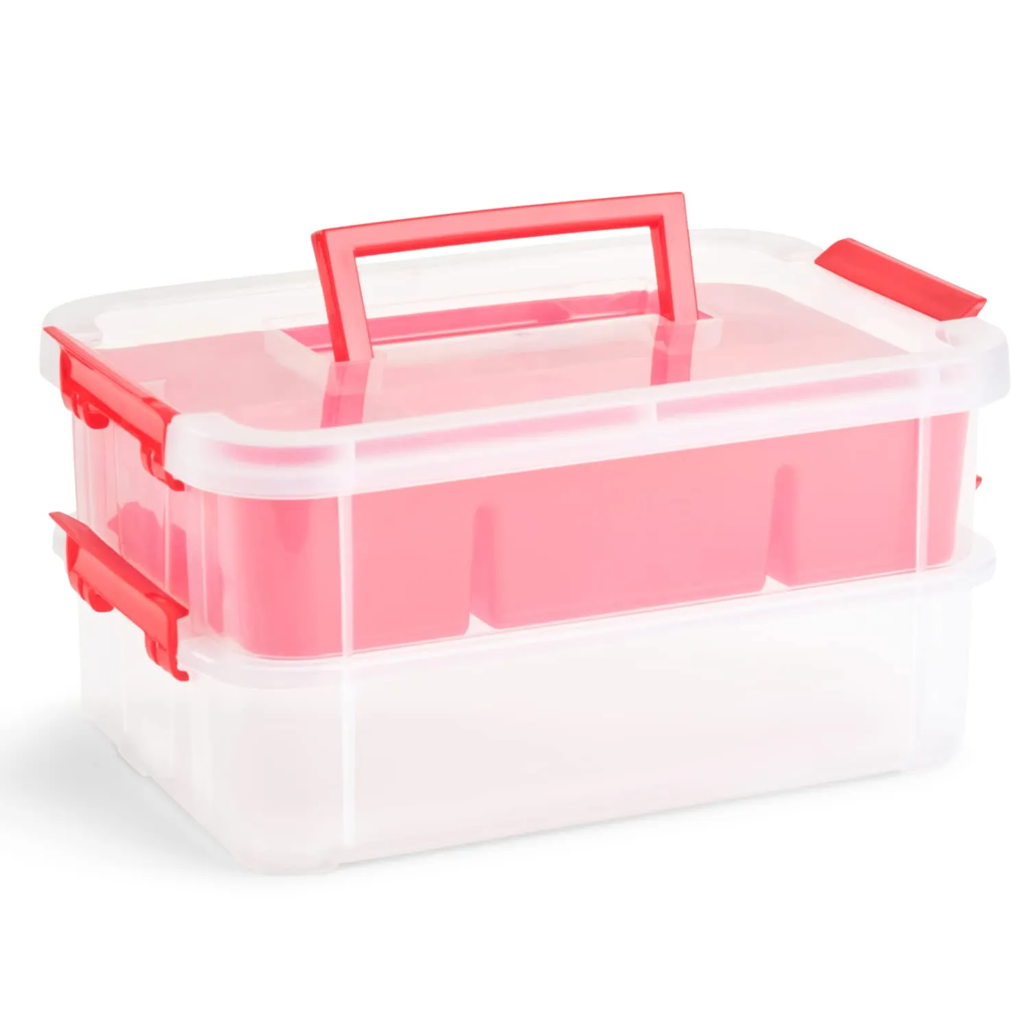 Stackable Storage Container With 2 Trays  Gray  Craft Storagecraft