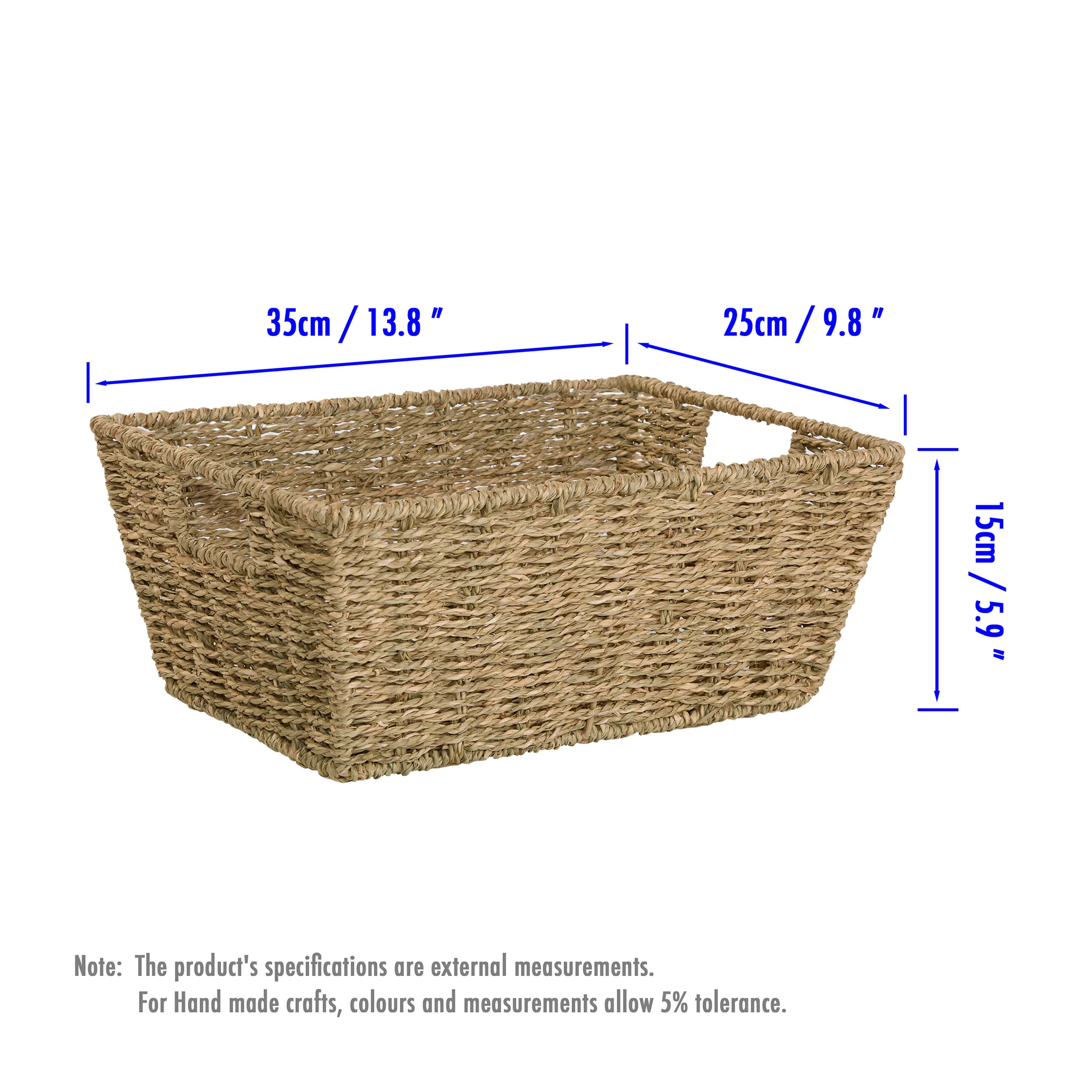 Tapered Seagrass Storage Basket Tray