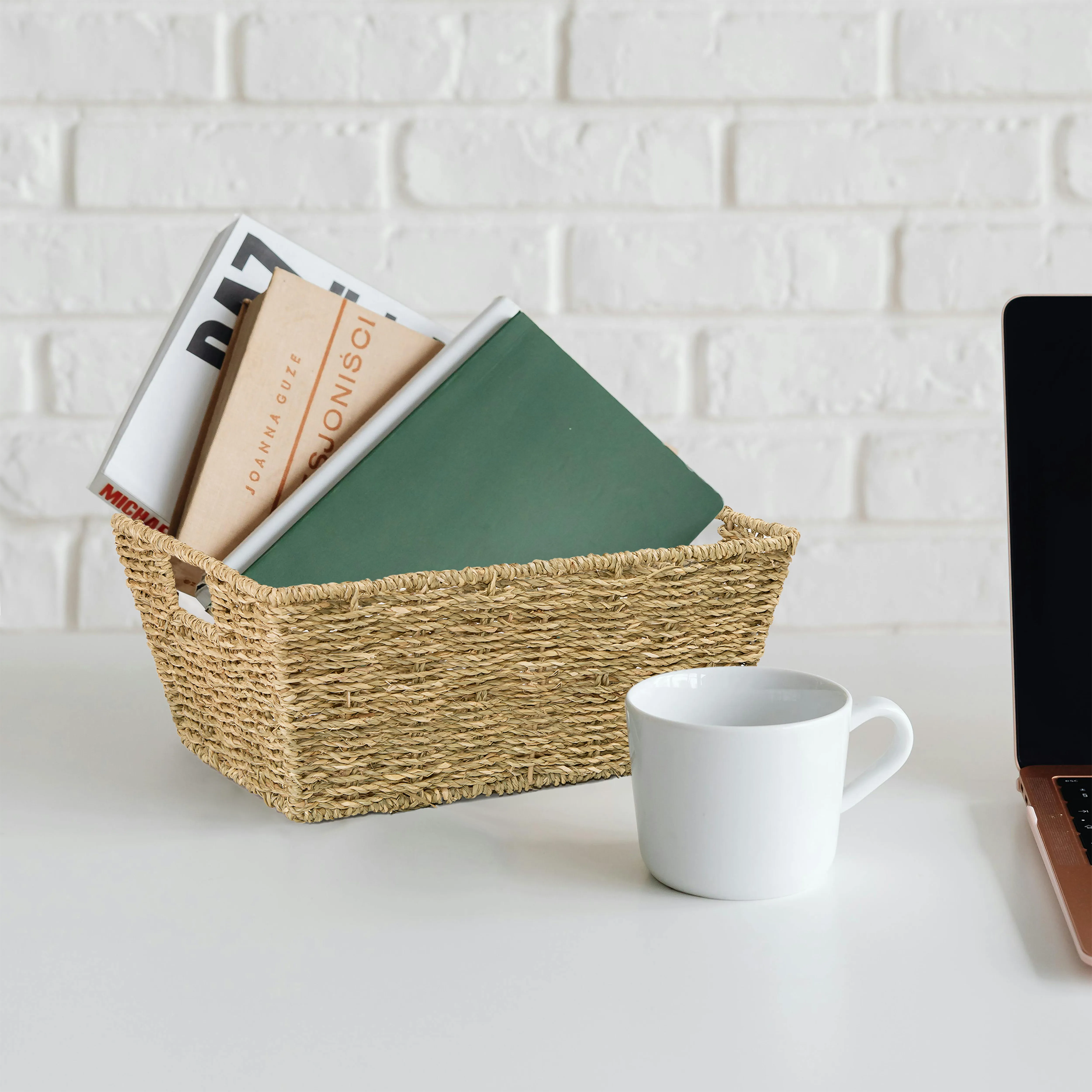 Tapered Seagrass Storage Basket Tray