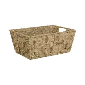 Tapered Seagrass Storage Basket Tray