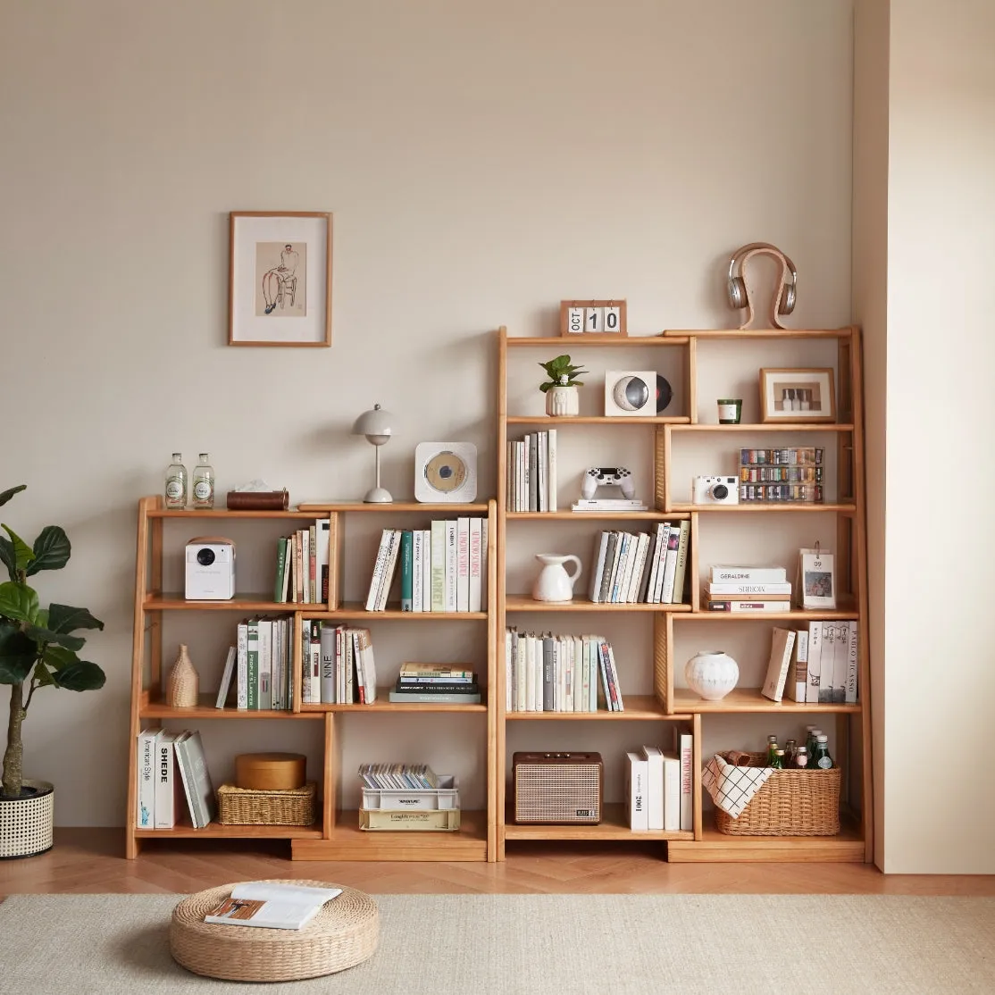 Tello Solid Timber Extendable Convertible Bookcase Adjustable Multi Function Storage/Corner Book Shelf