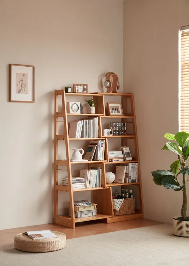 Tello Solid Timber Extendable Convertible Bookcase Adjustable Multi Function Storage/Corner Book Shelf