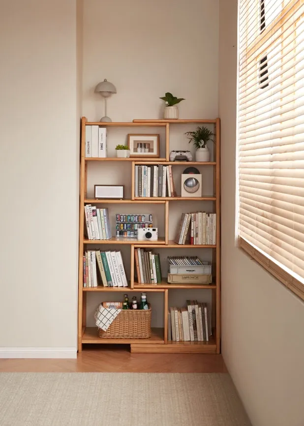 Tello Solid Timber Extendable Convertible Bookcase Adjustable Multi Function Storage/Corner Book Shelf
