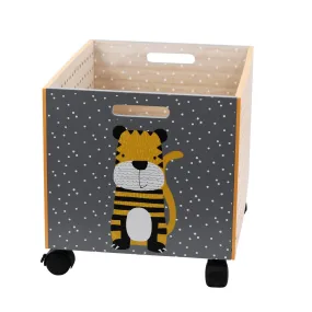 Tiger Design Kids Wooden Storage Chest On Wheels