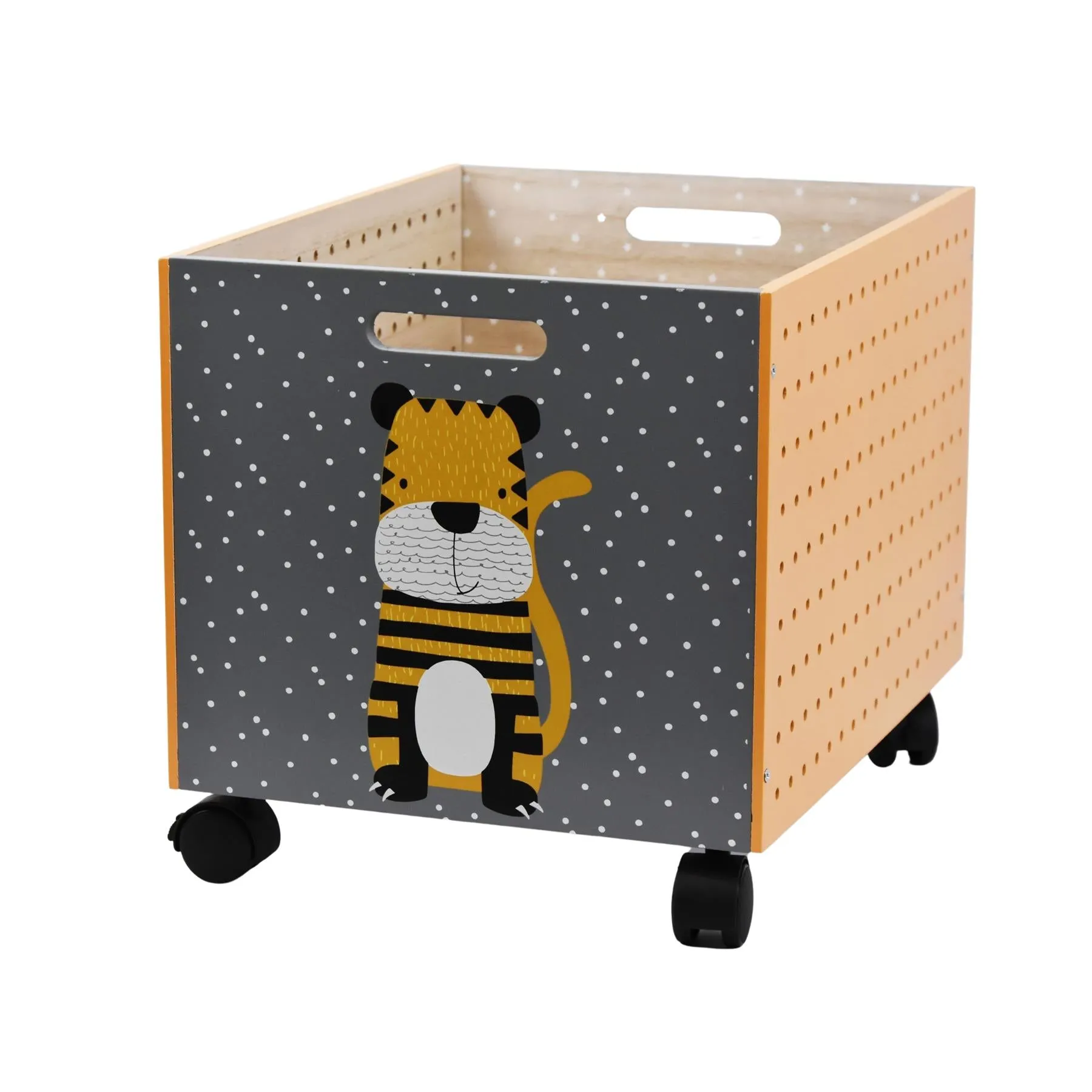 Tiger Design Kids Wooden Storage Chest On Wheels