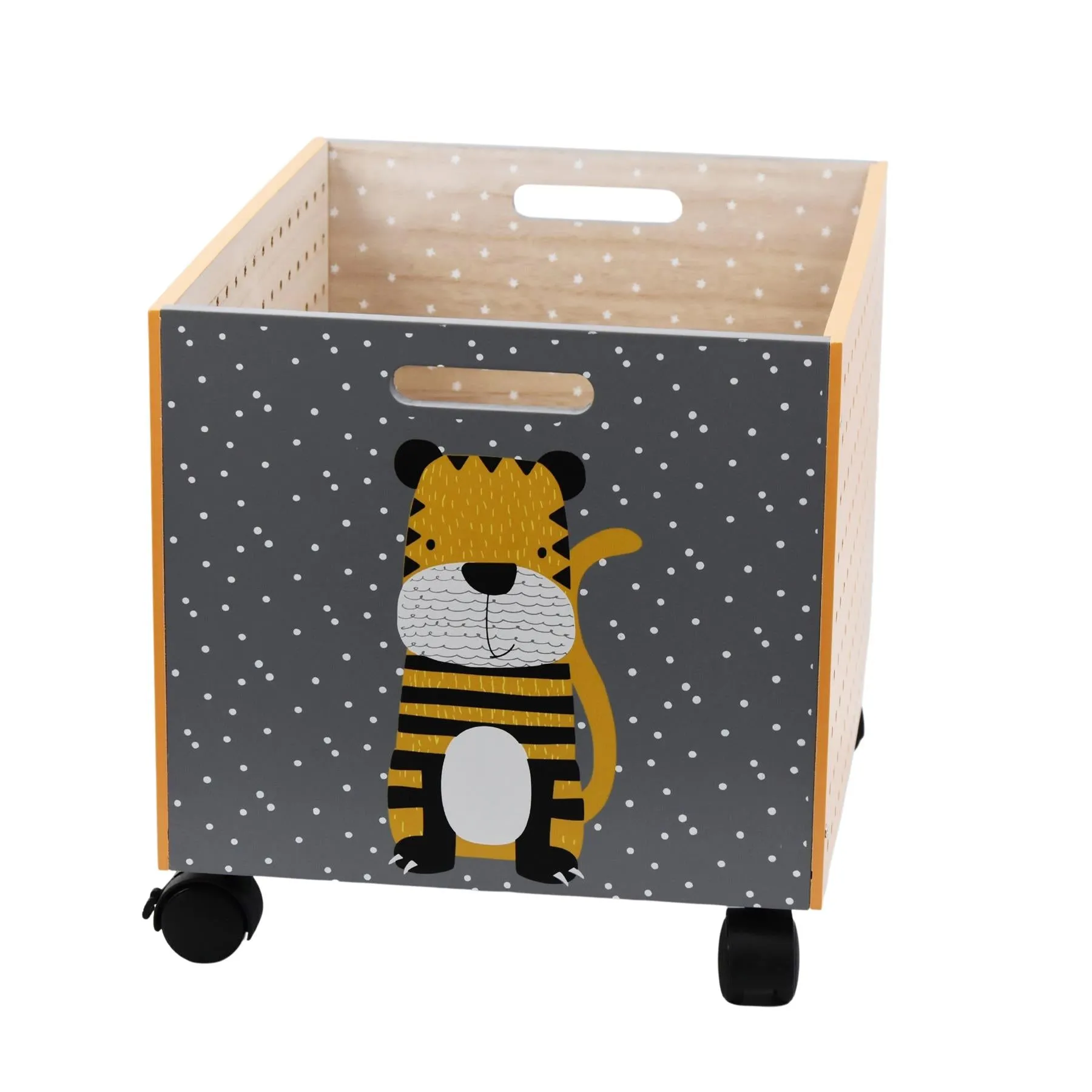 Tiger Design Kids Wooden Storage Chest On Wheels