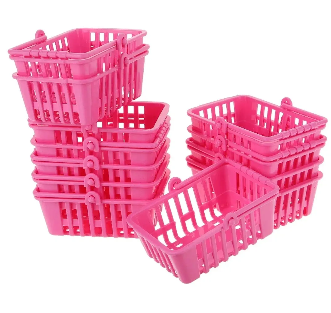Trendy Fashion Enamel Pins with FREE pink Shopping basket for storage