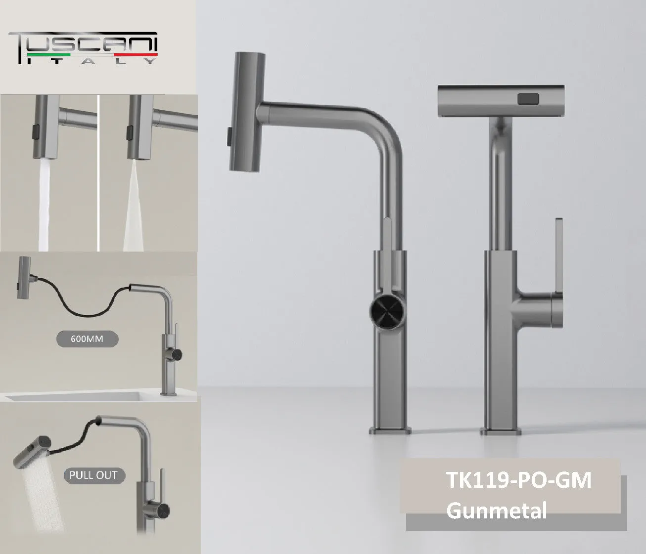 Tuscani TK119-PO Kitchen Mixer Pull Out
