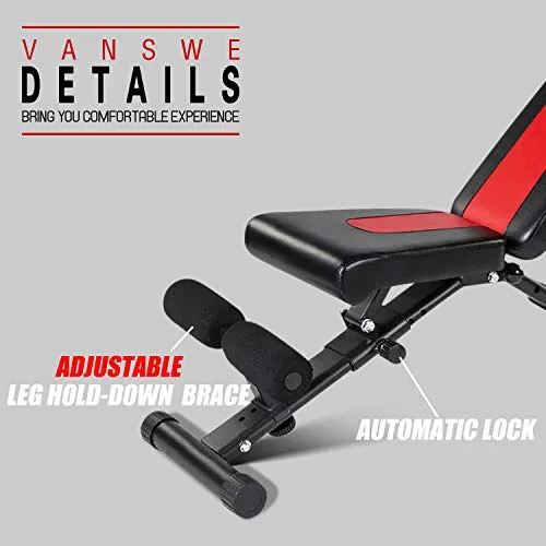 Vanswe Foldable Workout Bench Adjustable Weight Bench Press 650 LBS Weight Capacity for Strength Training Home Gym Equipment