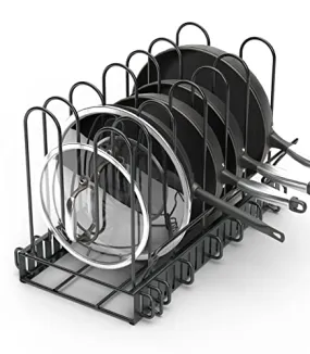 Vdomus Pan Organizer Black Metal Rack Pot Lid Holder 7 Dividers Handle Bracket