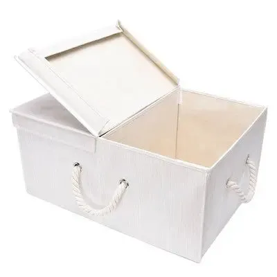WeThinkStorage 65L Foldable Organizing Storage Bin with Double Lids Ivory