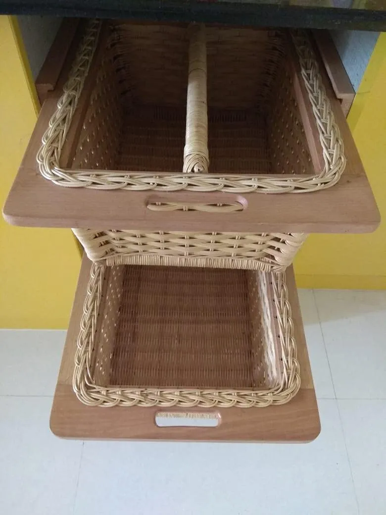 Wicker Basket for Modular Kitchen | Cane Basket 18 x 18 x 8 - Selvi